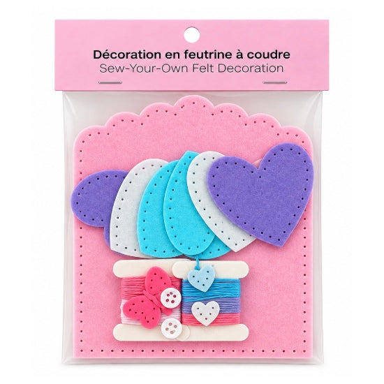 Felt Sewing  Kit Envelope Pink