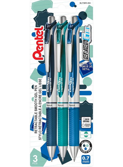Ens. 3 stylos rétractables couleurs pour la prise de notes