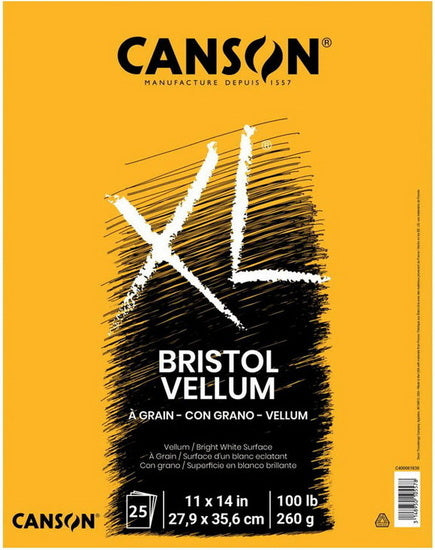 Bloc de papier XL Canson bristol à grains 260g - 11x14po