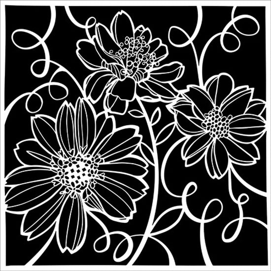 Tangled Flowers Stencil - 6x6"