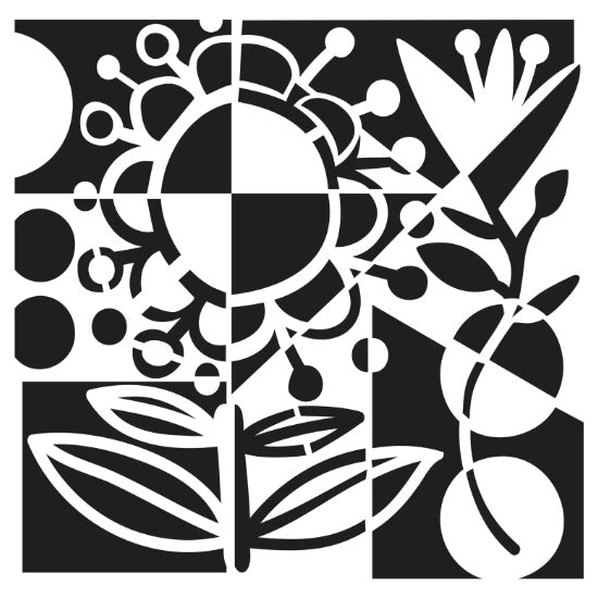 Pochoir fleurs géo - 6x6po
