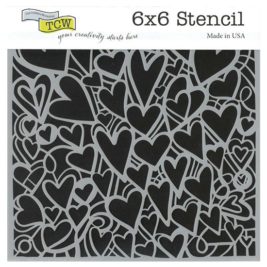 Multi Hearts Stencil - 6x6"