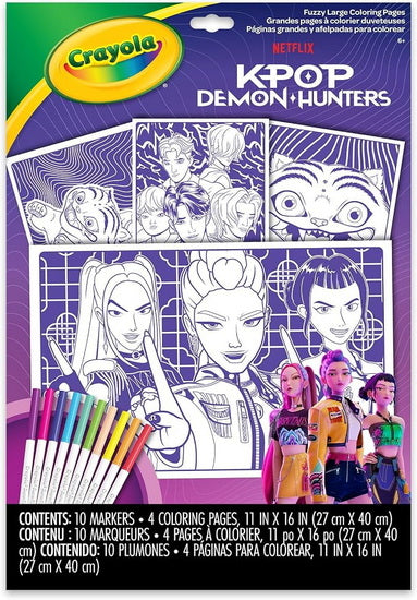 Ens. 4 Grandes pages à colorier duveteuses K-Pop Demon Hunters