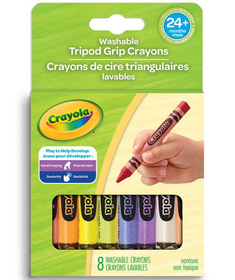Ens. 8 crayons cire triangulaires lavables
