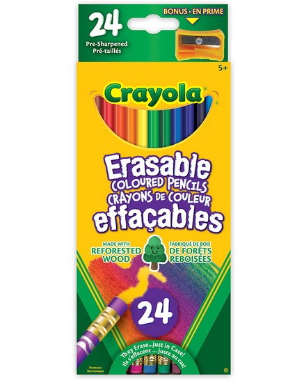 24-Pack Erasable Coloured Pencils