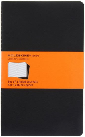 3-Pack Journals - Ruled - BLACK - 13 X 21 CENTIMETERS
